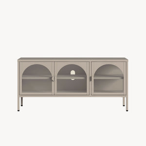 Vitrina Klippestad con 3 puertas arqueadas acero 118x35x55cm Gris cálido [en.casa]