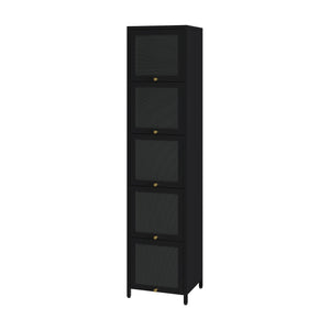 Vitrina Ostersund con 5 puertas abatibles 174x40x35cm Negro [en.casa]