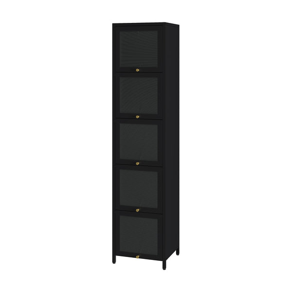 Vitrina Ostersund con 5 puertas abatibles 174x40x35cm Negro [en.casa]