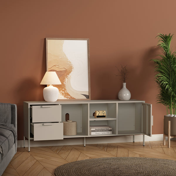Mueble de TV Kliri 2 cajones 150x35x58cm - Color camel [en.casa]