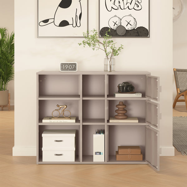 Archivador Kliri con 9 compartimentos metal 100x32x81cm - Camel [en.casa]