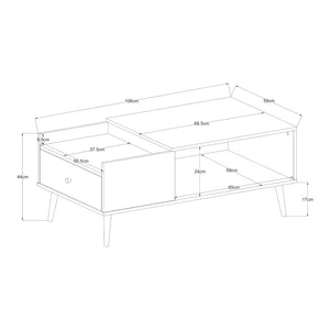 Mesa de centro Hallevil con cajón 106x59x44 cm Gris claro [en.casa]