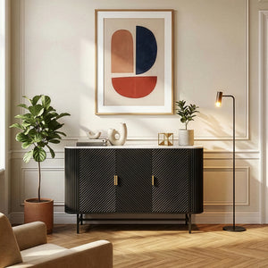 Aparador Olvehok com 3 portas 110x40x77cm - Negro [en.casa]