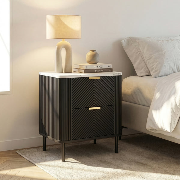Conjunto de 2 mesas de noche Olvehok con 2 cajones 55x52x38cm - Negro [en.casa]