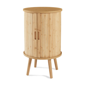 Mesa de noche Nordkapp bambú madera 65xØ40 cm [en.casa]