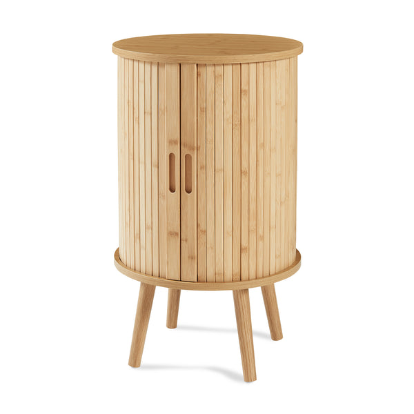 Mesa de noche Nordkapp bambú madera 65xØ40 cm [en.casa]