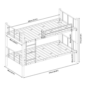 Litera de metal Berimma con 2 colchones 90x200 cm negro [en.casa]