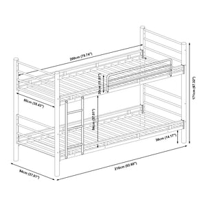 Litera de metal Bevapis con 2 colchones 90x200 cm negro [en.casa]