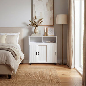 Armario rodante delgado Fadeskimma con 3 puertas 72x70x20cm - Blanco [en.casa]