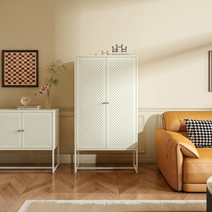 Armario multiusos Viitasaari con 2 puertas acero 150x80x40cm - Blanco crema [en.casa]