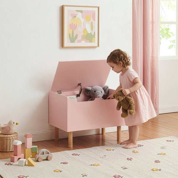 Caja de juguetes Virer 60x40x45 cm Rosa [en.casa]