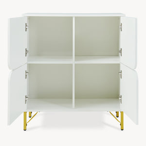 Aparador Reyri 90x80x35 cm Blanco/Dorado [en.casa]