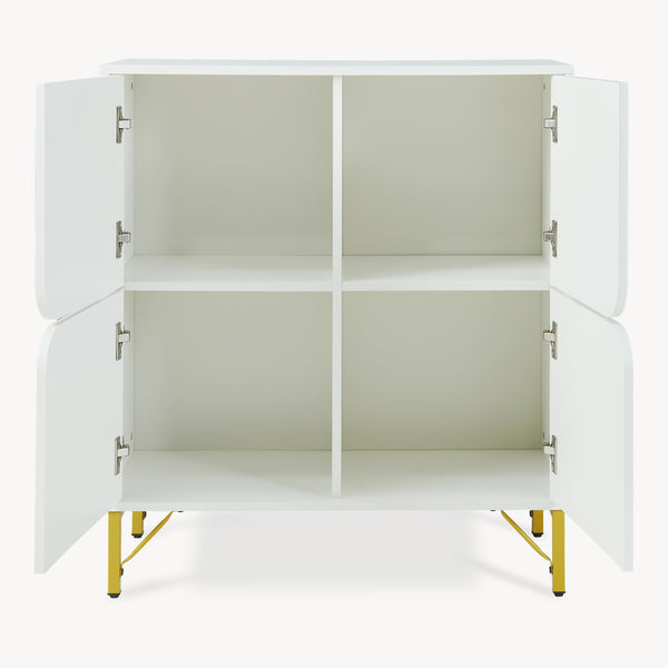 Aparador Reyri 90x80x35 cm Blanco/Dorado [en.casa]
