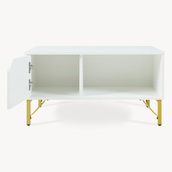 Mesa de centro Reyri 80x45x42 cm Blanco/Dorado