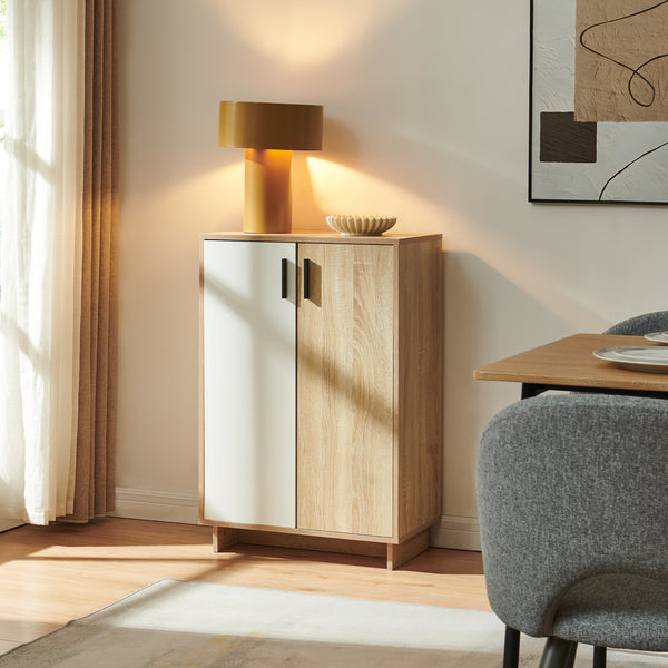 Armario auxiliar Kenta 90x60x35 cm aspecto roble Sonoma/blanco [en.casa]