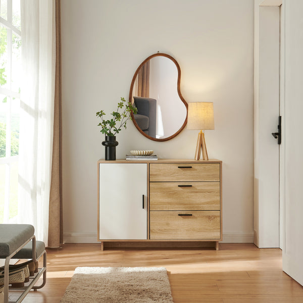 Aparador Kenta 100x35x72 cm aspecto roble Sonoma/Blanco [en.casa]