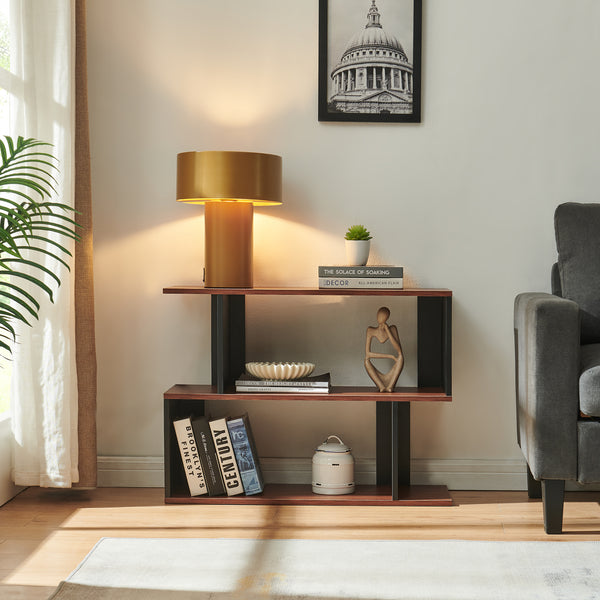 Mesa auxiliar Trond 80x29x60 cm Negro/Aspecto nogal [en.casa]