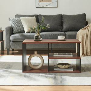 Mesa de centro Trond 80x40x42 cm Negro/Nogal [en.casa]