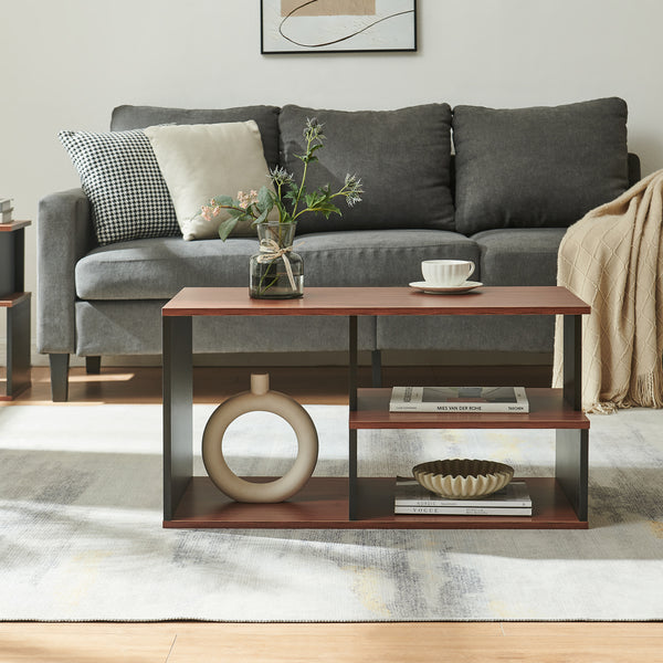 Mesa de centro Trond 80x40x42 cm Negro/Nogal [en.casa]
