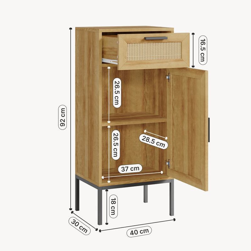 Esquema acotado Mueble de baño auxiliar Marhasa 92x40x30 cm - Efecto roble/Negro [en.casa]