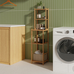 Estantería de baño Anun 4 compartimentos bambú 128x30x30cm - Natural [en.casa]