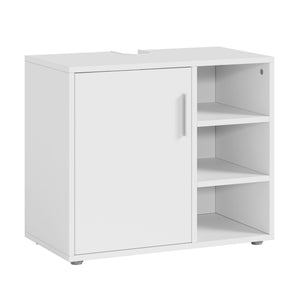 Mueble bajo lavabo Kulaik 1 puerta 3 estantes 51x60x32cm - Blanco [en.casa]