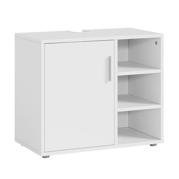 Mueble bajo lavabo Kulaik 1 puerta 3 estantes 51x60x32cm - Blanco [en.casa]