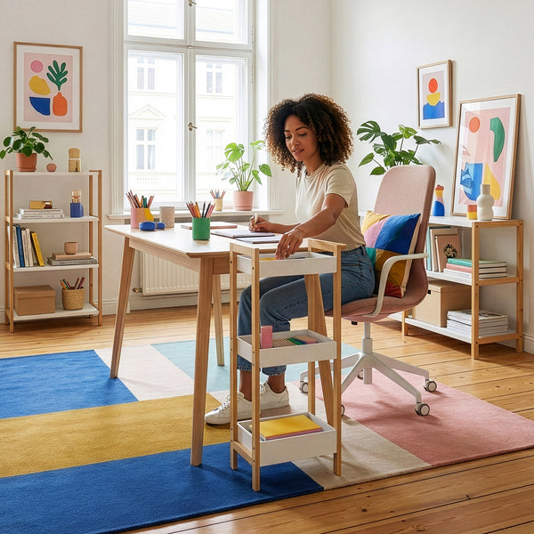 Estantería de baño Anun 3 cestas bambú 75x28x20cm - Natural / Blanco [en.casa]