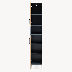 Armario alto Svanes 170x30x30 cm Gris oscuro/Natural [en.casa]