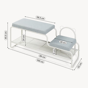 Banco zapatero Jässaatka metal/textil 100x32x46cm - Gris [en.casa]
