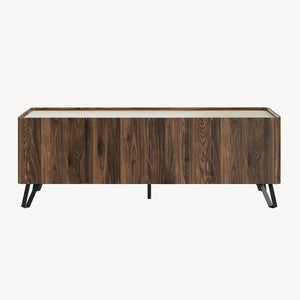 Mueble de televisión Trorlon 160x40x55 cm aspecto nogal/travertino [en.casa]
