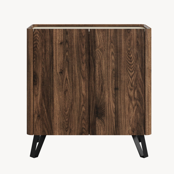 Cómoda Trorlon 83x80x40 cm aspecto nogal/travertino [en.casa]