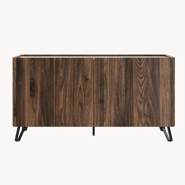 Aparador Trorlon 160x40x83 cm aspecto nogal/travertino [en.casa]