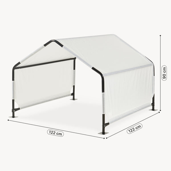 Tienda de campaña para perros Valevali acero plástico 122x122x90cm - Negro/Blanco [en.casa]