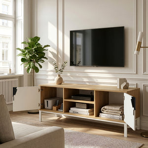 Mueble de televisión Kerrköndam 120x40x46 cm aspecto roble/blanco [en.casa]
