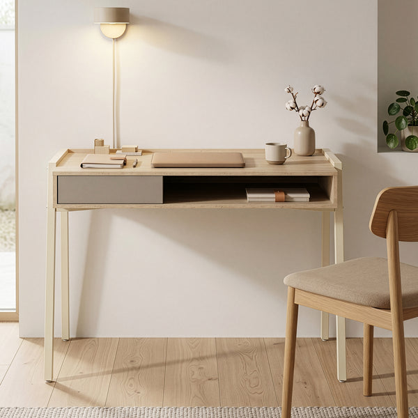 Escritorio Boderas 107x55x78 cm Beige/Travertino [en.casa]