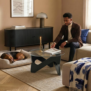 Mesa de centro Reypio Ø70x35 cm Negro/Gris [en.casa]