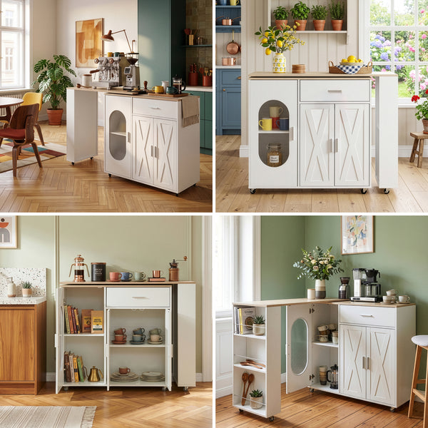 Mesa de comedor extensible Kudebola 115x40x94 cm aspecto roble/blanco [en.casa]