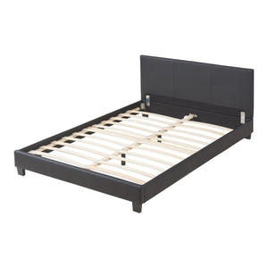 Cama de cuero sintético 140x200 cm Negro Corium