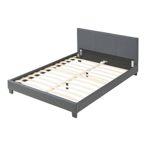 Cama de cuero sintético Albacete 140x200 cm Gris oscuro Corium