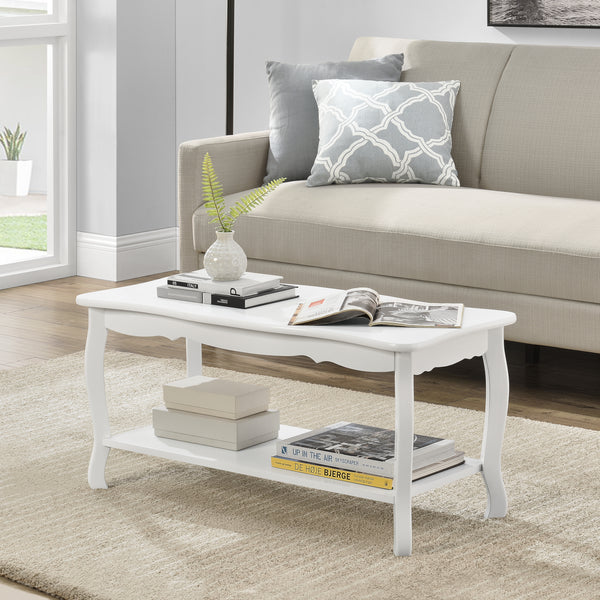 Mesa de centro Pearl 88x40x42 cm estilo Shabby Chic blanco en.casa