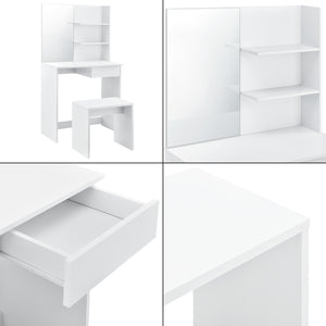 Tocador Katrineholm con espejo y taburete Blanco en.casa