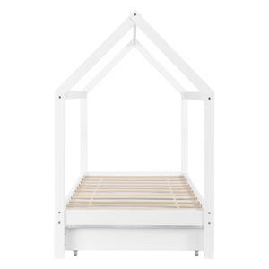 Cama infantil Lund 90x200 cm con cajones Madera de pino Blanco en.casa