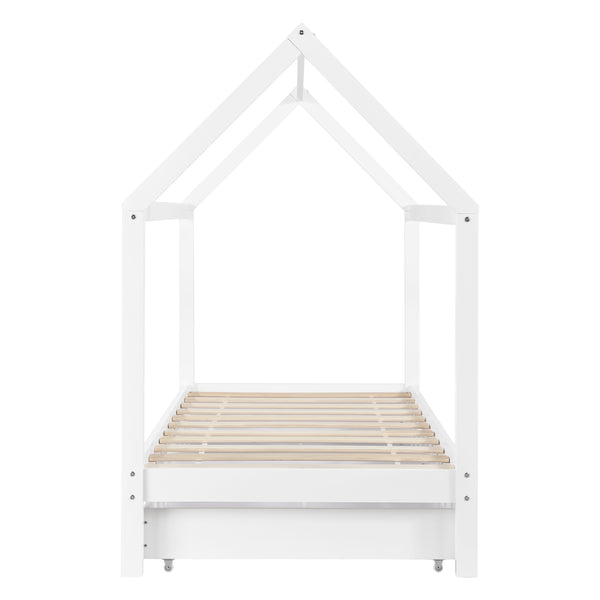 Cama infantil Lund 90x200 cm con cajones Madera de pino Blanco en.casa