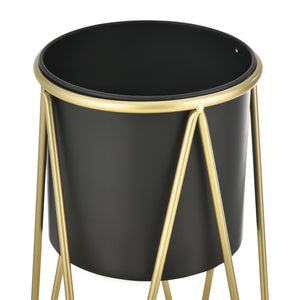 Soporte para plantas Lennik juego de 2 piezas metal negro color latón [en.casa]