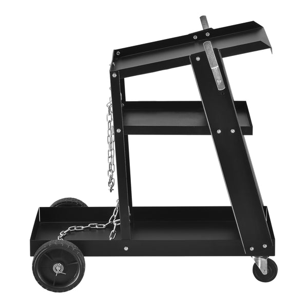 Carro para soldadura para equipos de soldadura con 3 compartimentos de almacenamiento y soporte para botellas de gas pro.tec