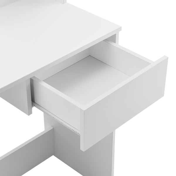 Tocador Rustenburg 141x75x40 cm con espejo y cajón Blanco en.casa