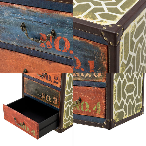 Cómoda Geeste 66x40x30 cm con 4 cajones Cuero sintético Multicolor en.casa