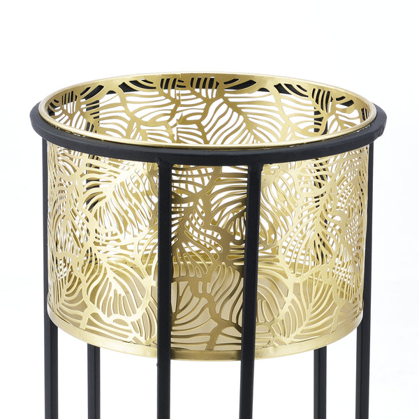 Soporte para macetas Modave 2 piezas Negro-Dorado en.casa