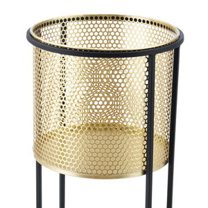 Soporte para macetas Malmedy 2 piezas Negro-Dorado en.casa